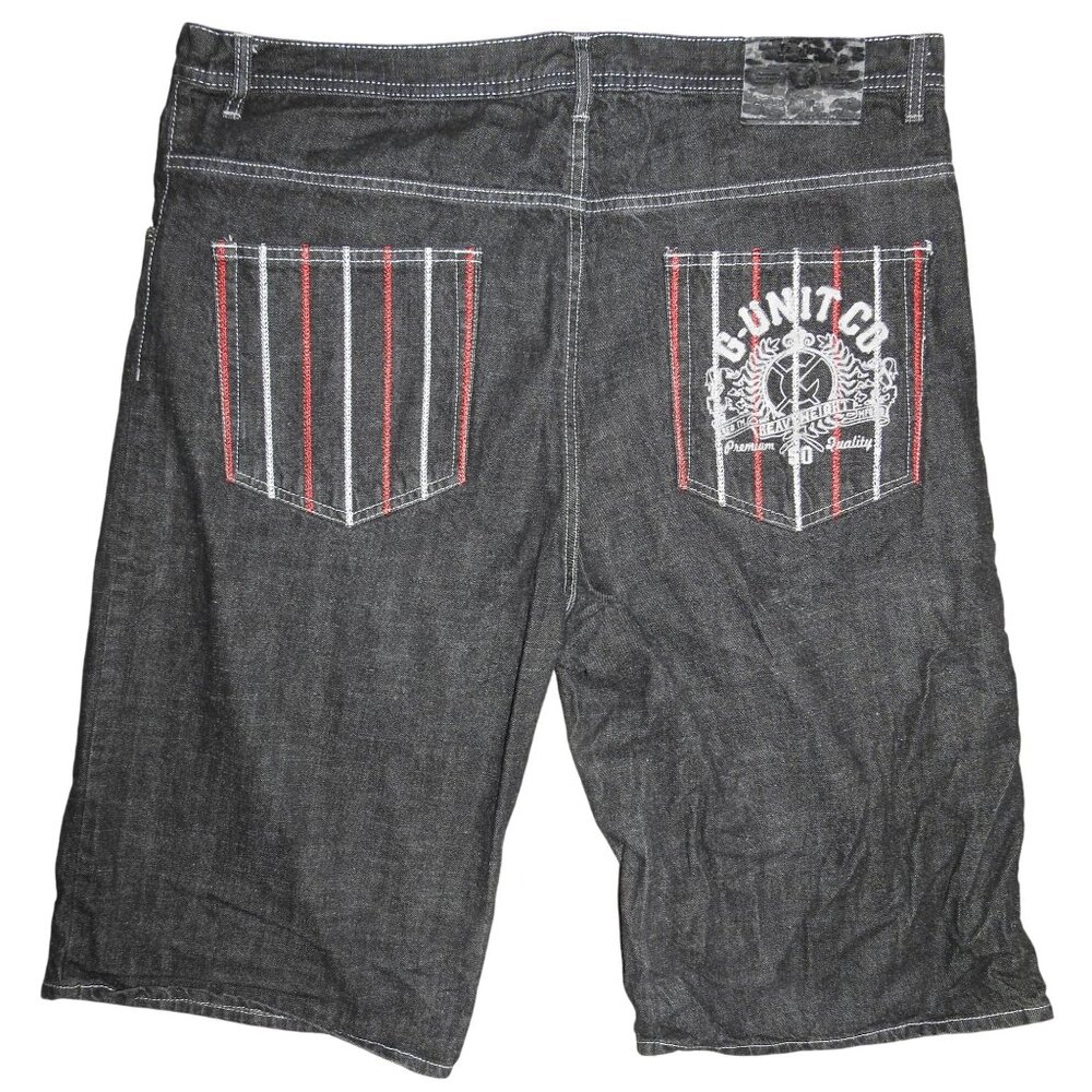 Vintage Y2K G Unit Jean Shorts Baggy Black Hip Hop Size 40 Jorts